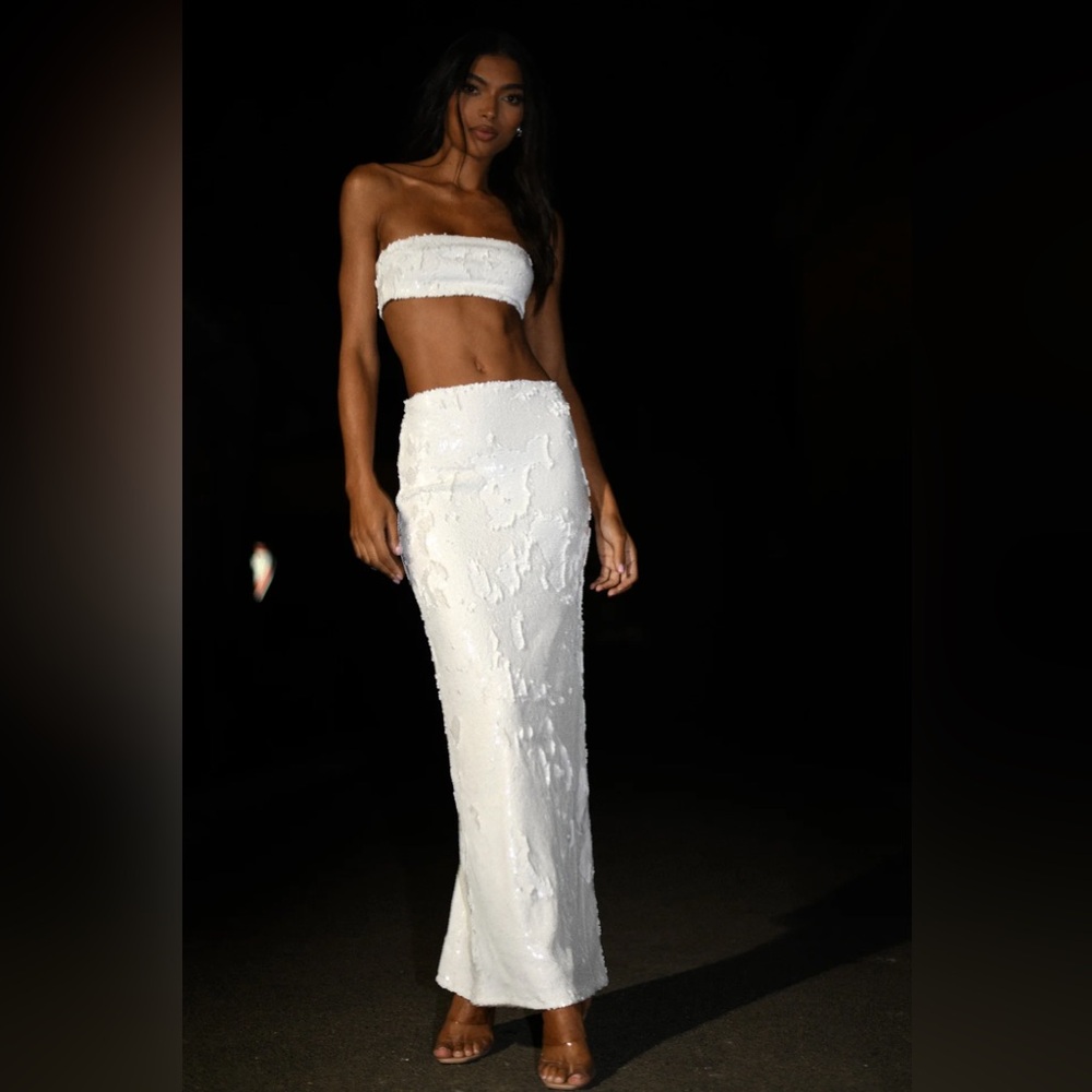 Meshki EMERIE Strapless Sequin Bandeau & COSETTE Sequin Maxi Skirt